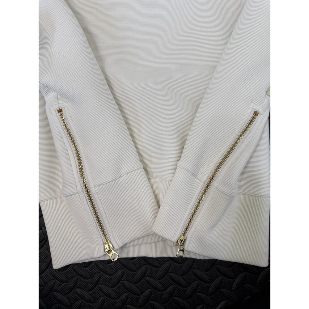 Varley Milton Sweatshirt Cream Ribbed Cowl Neck Side Zip Oversized Large - Picture 4 of 10